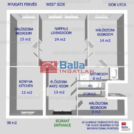 Eladó 98 m²-estársasházi lakás VII. Kerület (Középső-Erzsébetváros) , Hevesi Sándor tér: 175'000'000 Ft
