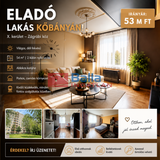 Eladó 54 m²-estársasházi lakás X. Kerület (Gyárdülő) , Üllői út: 53'000'000 Ft