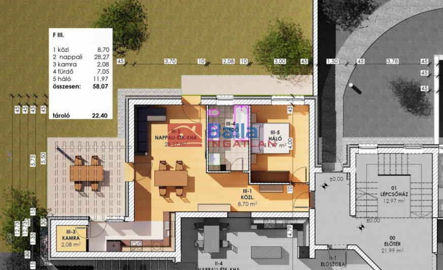 Eladó 58 m²-estársasházi lakás Szigetszentmiklós, központban utca: 94'000'000 Ft