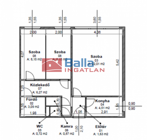 XIV. Kerület (Nagyzugló) - Nagy Lajos király útja:  56 m²-es társasházi lakás   (69'900'000 ,- Ft)