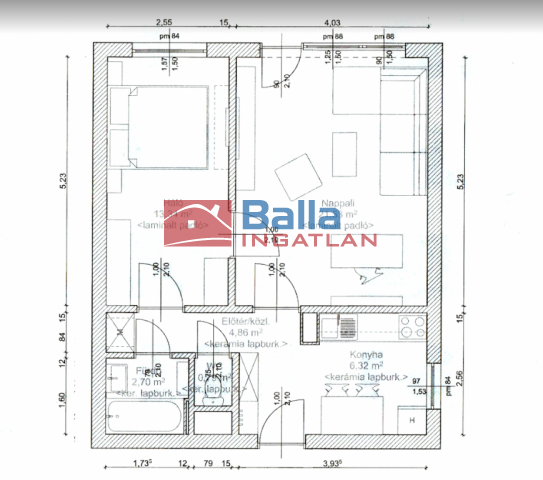 XXI. Kerület (Belváros (Városközpont)) - Kossuth Lajos utca:  51 m²-es társasházi lakás   (190'000 ,- Ft)