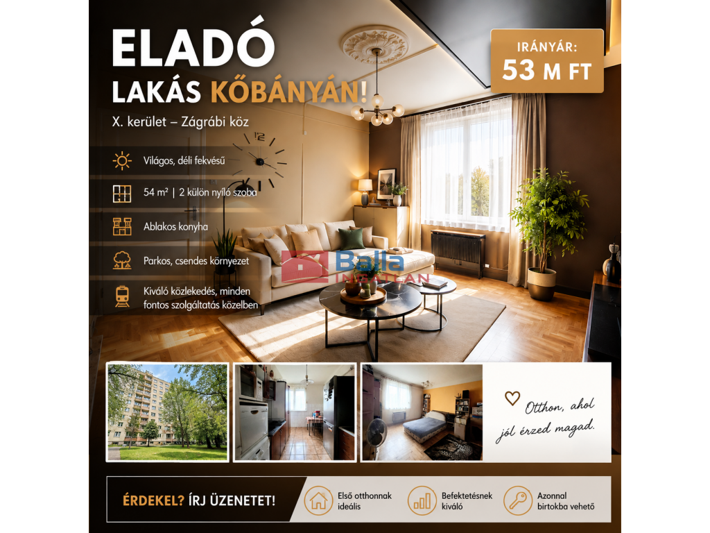 X. Kerület, Üllői út, 54 m²-es, társasházi lakás, 2 szobás, részben felújított állapotú
