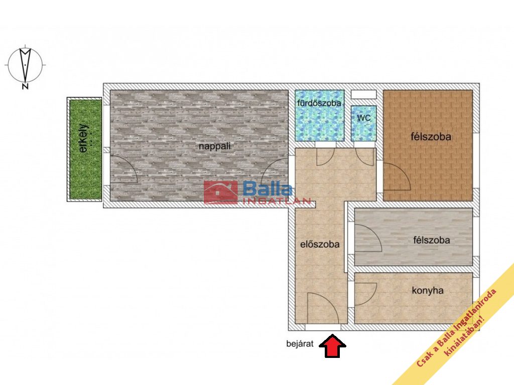 XIX. Kerület, Árpád utca, 53 m²-es, társasházi lakás, 1+2 szobás