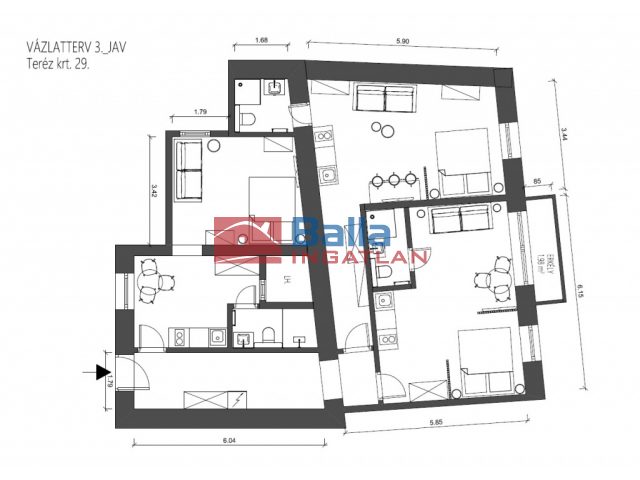 Eladó 101 m²-estársasházi lakás VI. Kerület (Terézváros) , Teréz körút: 189'000'000 Ft