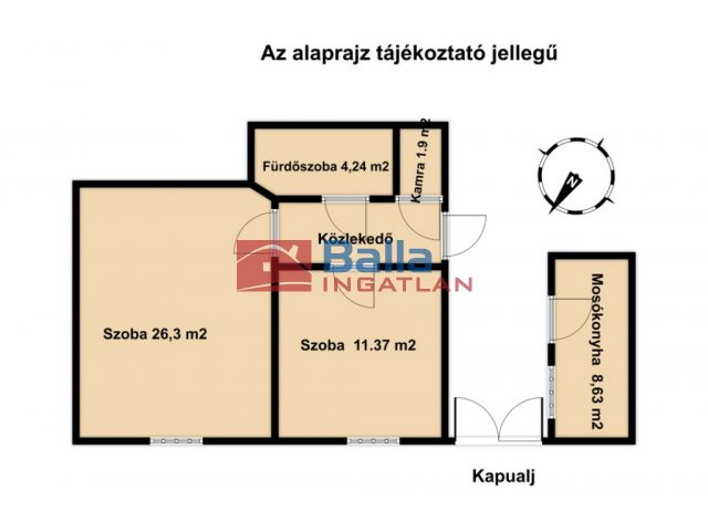Vác, Báthori utca, 58 m²-es, földszinti, társasházi lakás, 2+1 félszobás