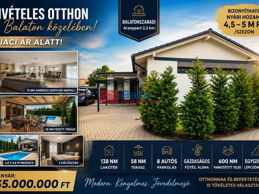 Eladó 138 m²-escsaládi ház Balatonszabadi, Balatonszabadi: 135'000'000 Ft