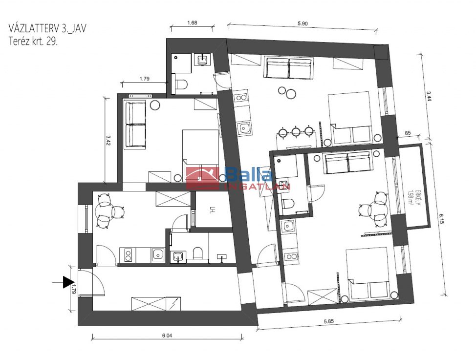 Eladó 101 m²-estársasházi lakás VI. Kerület (Terézváros) , Teréz körút: 189'000'000 Ft