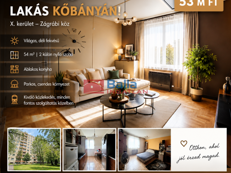 Eladó 54 m²-estársasházi lakás X. Kerület (Gyárdülő) , Üllői út: 53'000'000 Ft