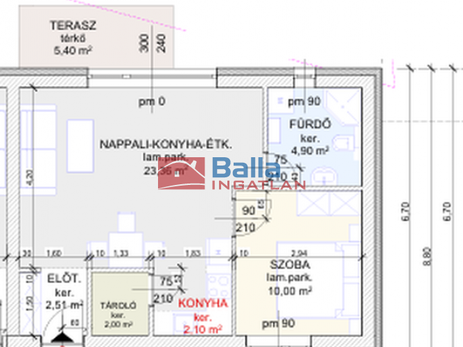 Eladó 45 m²-estársasházi lakás Hatvan, Géza fejedelem utca: 47'700'000 Ft