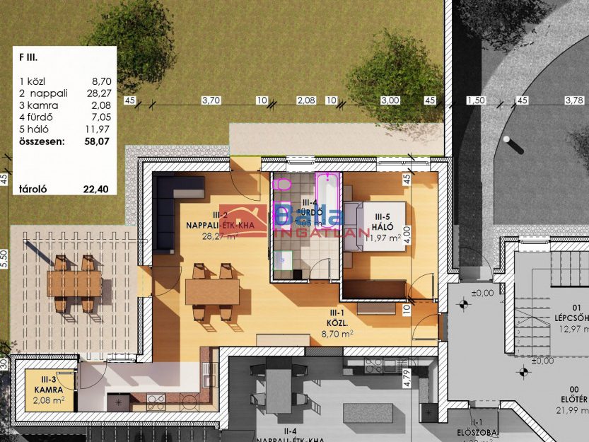 Eladó 58 m²-estársasházi lakás Szigetszentmiklós, központban utca: 94'000'000 Ft