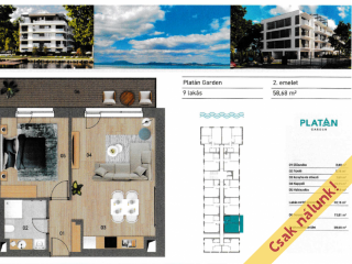 Eladó 59 m²-estársasházi lakás Balatonboglár, Vízpart: 112'500'000 Ft