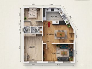 Eladó 70 m²-estársasházi lakás IV. Kerület (Káposztásmegyer I.) , Lakkozó utca: 89'900'000 Ft