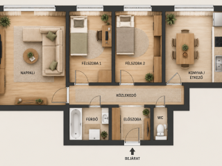 Eladó 59 m²-estársasházi lakás IV. Kerület (Újpest) , Árpád út: 94'500'000 Ft