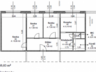 Eladó 59 m²-estársasházi lakás IV. Kerület (Újpest) , Újpest: 70'000'000 Ft