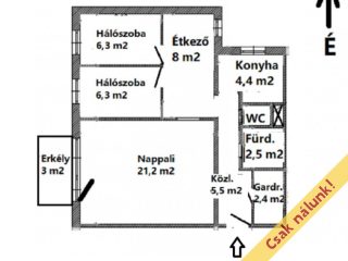 Eladó 58 m²-estársasházi lakás IX. Kerület (József Attila ltp.) , Csárdás köz: 69'800'000 Ft