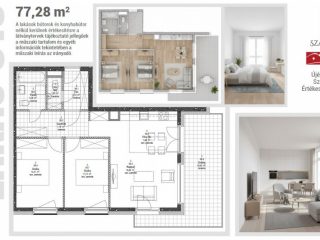 Eladó 77 m²-estársasházi lakás VIII. Kerület (Századosnegyed) , Százados út: 128'710'000 Ft