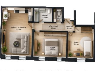 Kiadó 69 m²-estársasházi lakás XIII. Kerület (Angyalföld – Fiastyúk utcai lakótelep) , Jász utca: 340'000 Ft