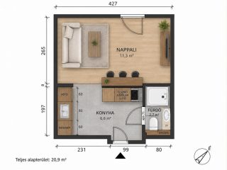 Eladó 21 m²-estársasházi lakás XIII. Kerület (Újlipótváros) , Pozsonyi út: 51'900'000 Ft