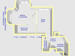Kiadó 77 m²-estársasházi lakás XIII. Kerület (Újlipótváros) , VISEGRÁDI utca: 299'000 Ft