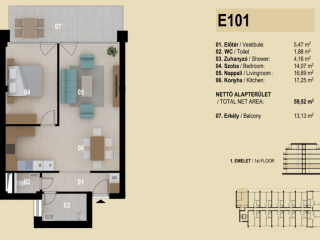 Eladó 58 m²-estársasházi lakás Siófok, Ezüstpart: 93'770'000 Ft