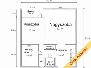 Eladó 52 m²-estársasházi lakás Vác, Kölcsey Ferenc utca: 49'990'000 Ft
