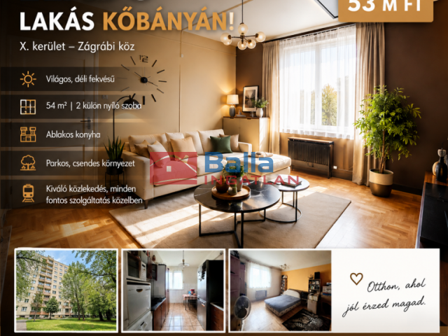 Eladó 54 m²-estársasházi lakás X. Kerület (Gyárdülő) , Üllői út: 53'000'000 Ft