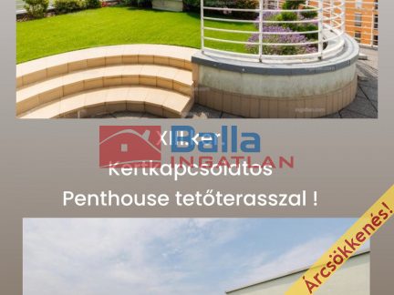 Eladó 86 m²-estársasházi lakás XIII. Kerület (Lőportár dűlő) , Tetőteraszos penthouse kertkapcsolattal: 152'500'000 Ft